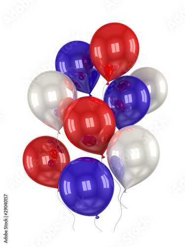 red, white, blue balls