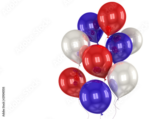 red, white, blue balls