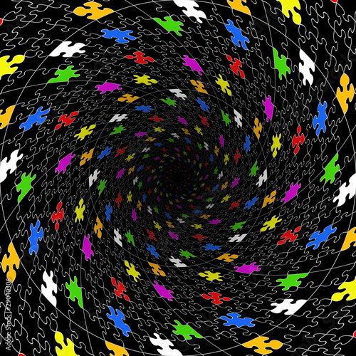 Tunnel with puzzle pieces