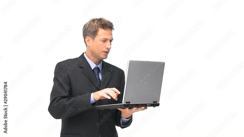 A joyful businessman with his laptop A joyful businessman with his laptop