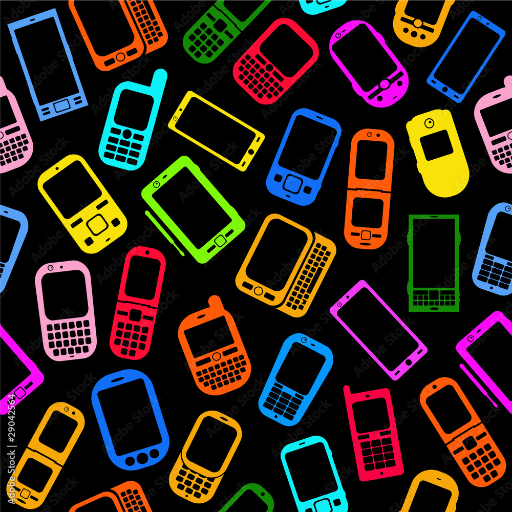 Seamless Pattern with generic Smartphones and Cellphones Seamless Pattern with generic Smartphones and Cellphones