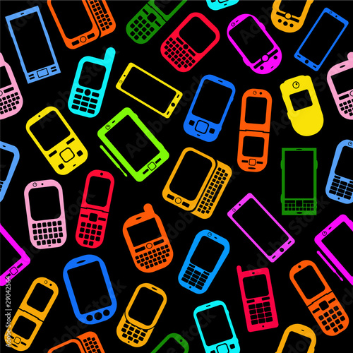 Seamless Pattern with generic Smartphones and Cellphones