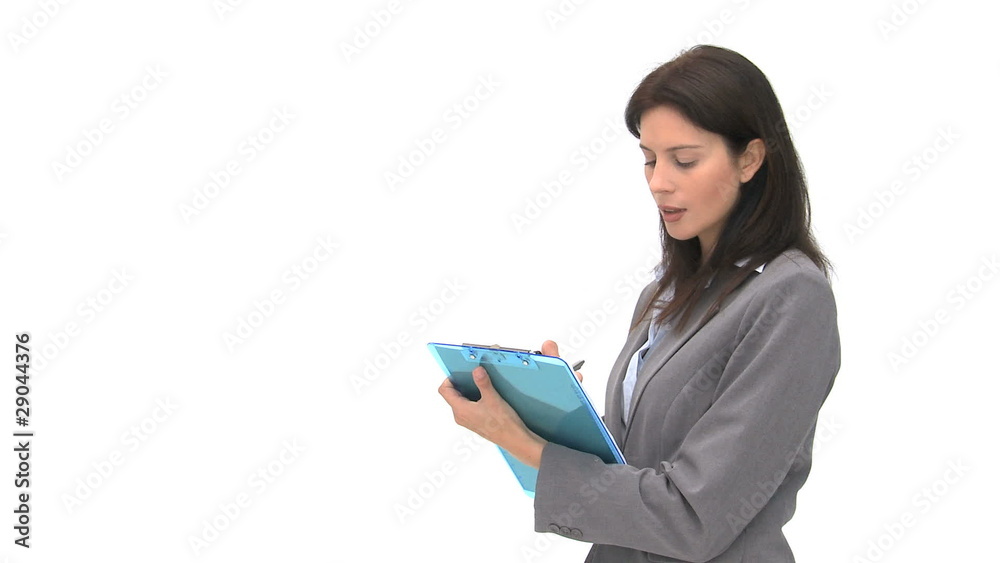 Businessman writting on her notebook