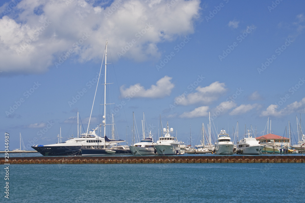 Luxury Yachts in Blue Harbor