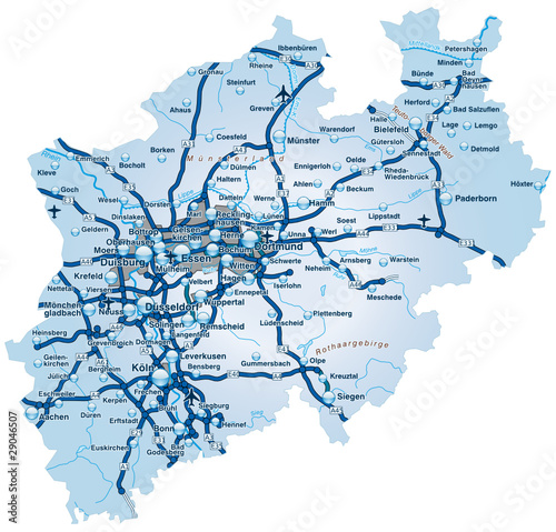 Bundesland Nordrhein-Westfalen mit Autobahnen
