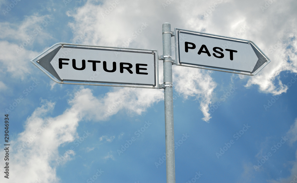 Fototapeta premium Road signs to future and past