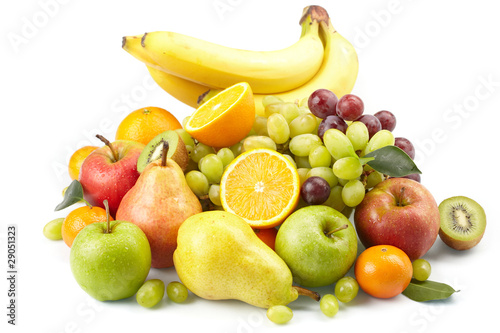 fresh fruits on the white background