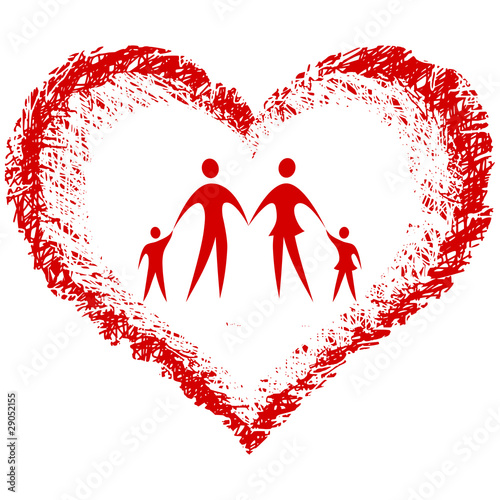 family vector with hand drawn heart