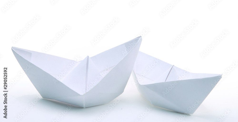Three paper ships isolated on white Three paper ships isolated on white