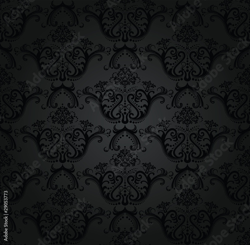 Charcoal floral seamless wallpaper