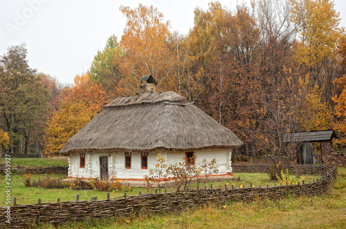 Ukrainian historical house in autumn