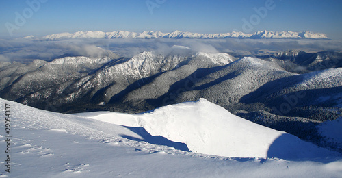 High Tatras from peak Chopok (Low Tatras) in winter