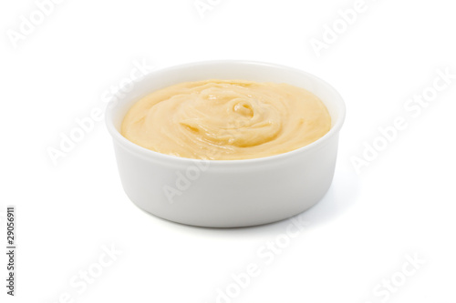 Cream in white bowl