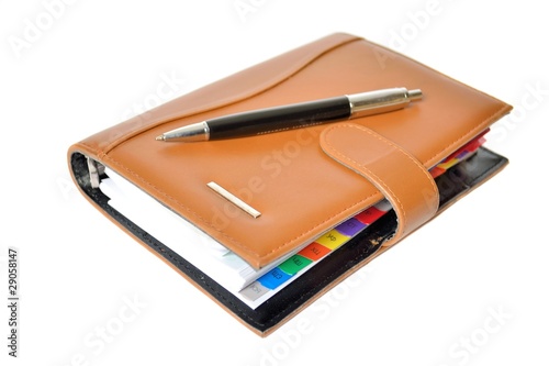 Daily planner with black pen