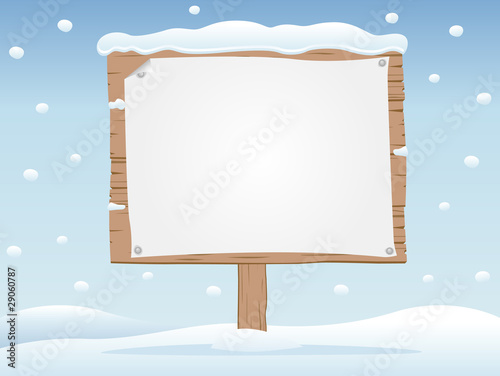 wooden signboard in snow  1