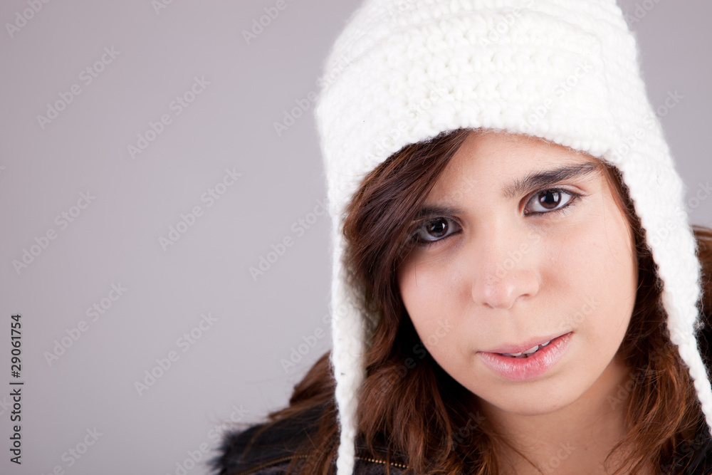 beautiful woman dressed for winter