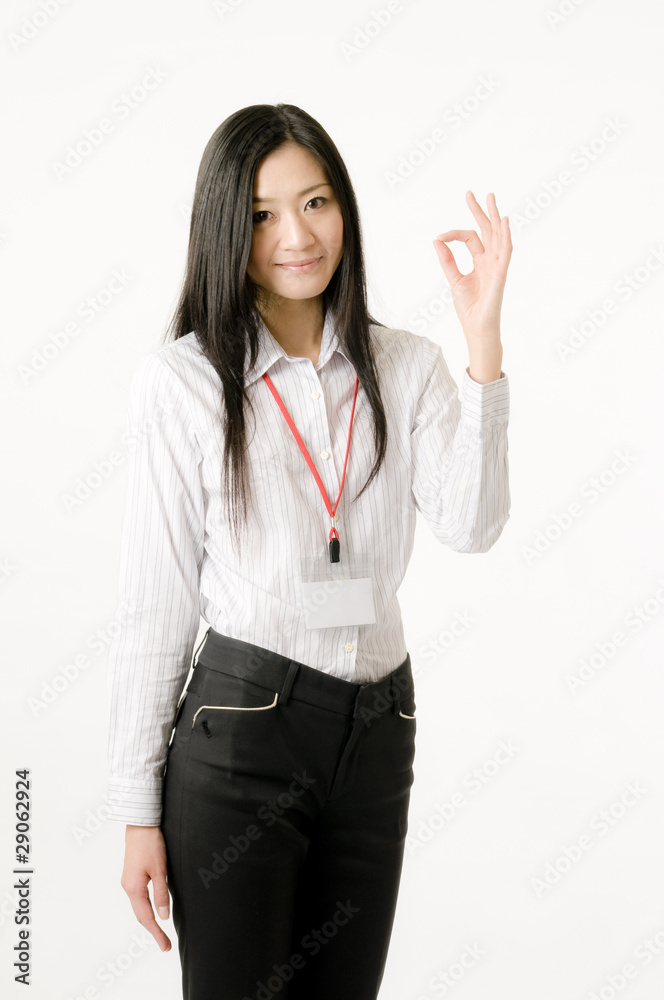 OKサインの女性社員 OKサインの女性社員