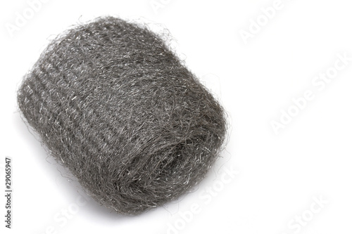 Wire wool scourer on white background