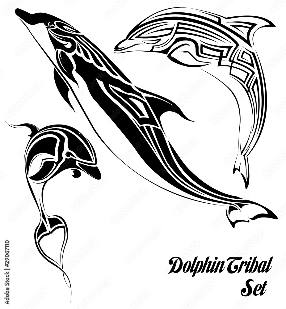 Fototapeta premium dolphin tribal set