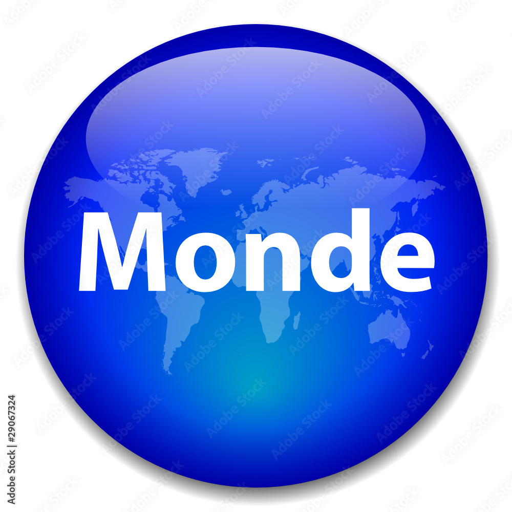 Bouton MONDE (global international tour planète terre carte web)