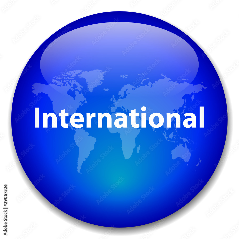INTERNATIONAL Button (global world map travel worldwide web)