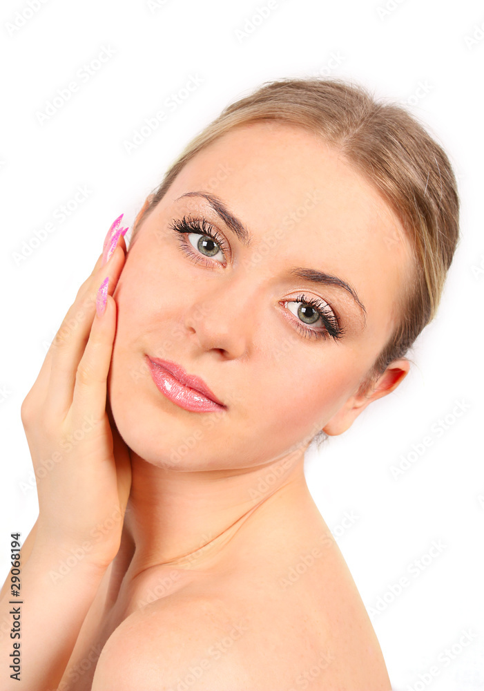 Young beautiful blond woman close-up portrait