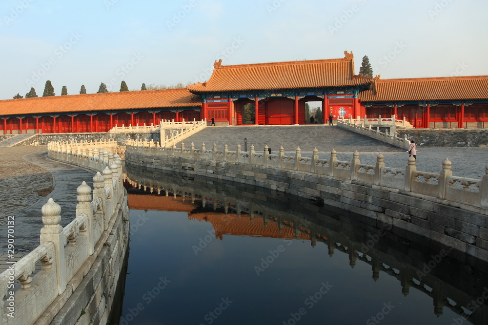 Beijing Forbidden City palace and reflection in the river Beijing Forbidden City palace and reflection in the river
