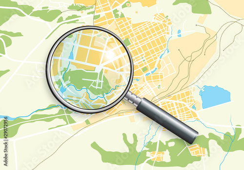City Geo Map and Zoom Lens