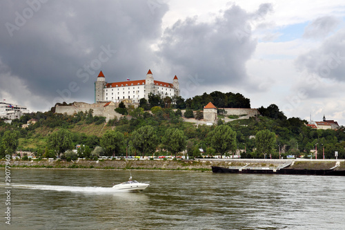 Photography Bratislava (capital of Slovakia) castle with river Dunaj