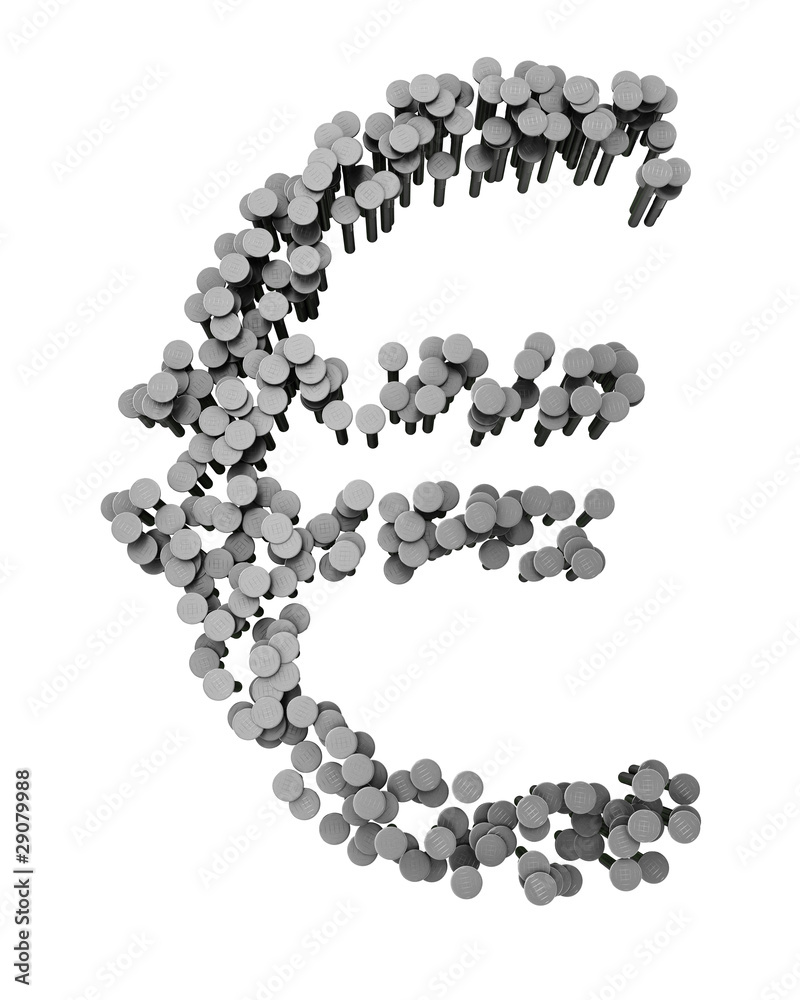 Alphabet made from hammered nails, euro symbol Alphabet made from hammered nails, euro symbol