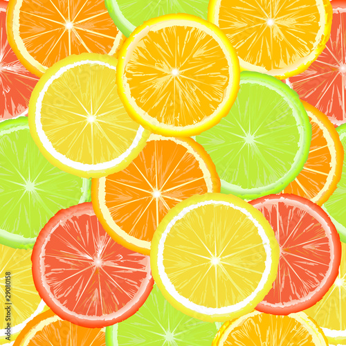 Seamless pattern with citric slices