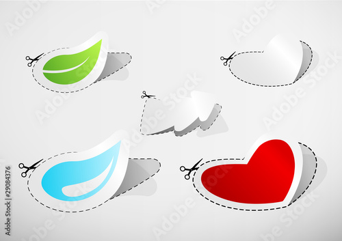 Set of cut out icons.