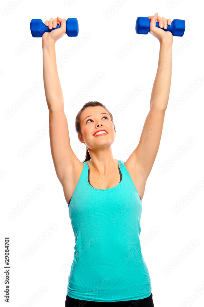 Pretty woman with dumbbells Pretty woman with dumbbells
