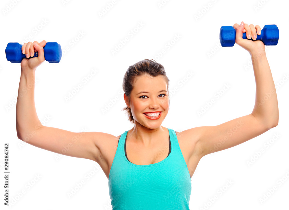 Pretty woman with dumbbells Pretty woman with dumbbells