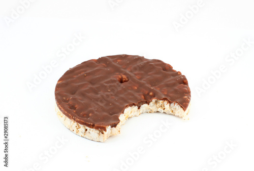 Reiswaffel angebissen