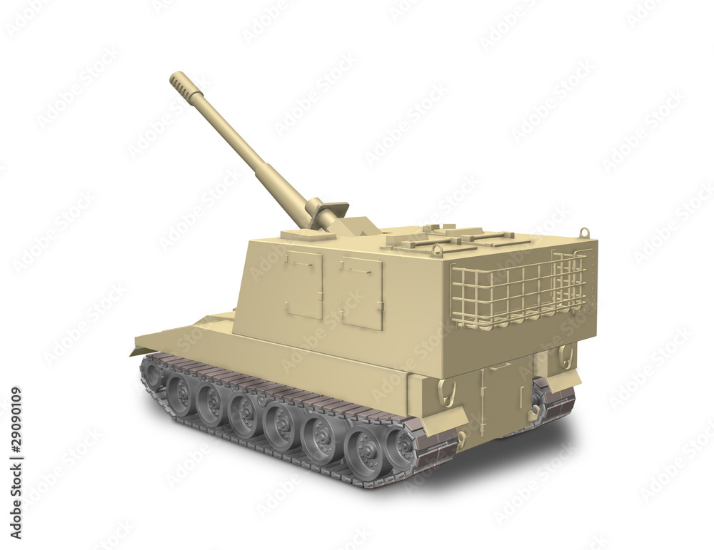 Fototapeta premium Self-propelled guns from the rear view