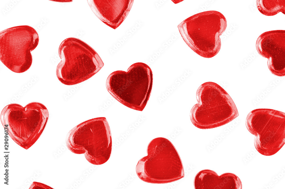 Red hearts confetti isolated Red hearts confetti isolated