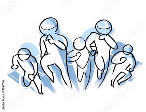 ダッシュする人々