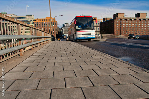 Photography Bus on bridge in Stockholm, Sweden