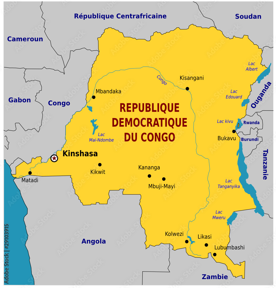 Carte De La R publique D mocratique Du Congo Stock Vector Adobe Stock