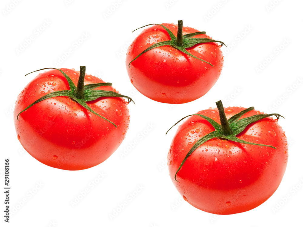 Fototapeta premium three fresh tomato isolated on white background