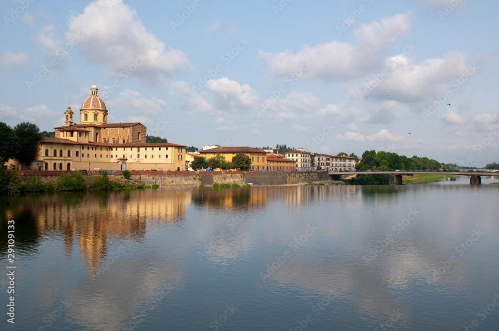 River Arno and church San Frediano in Cestello in Florence