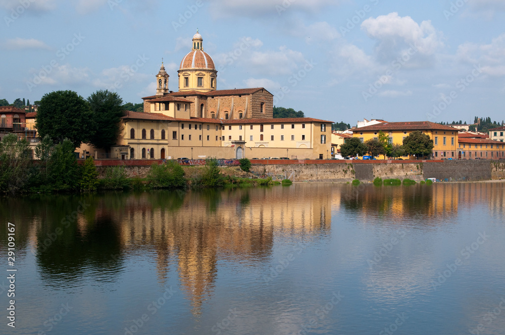 River Arno and church San Frediano in Cestello in Florence