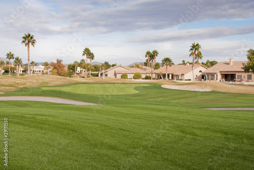 Golf Course in Arizona with Dark Clouds