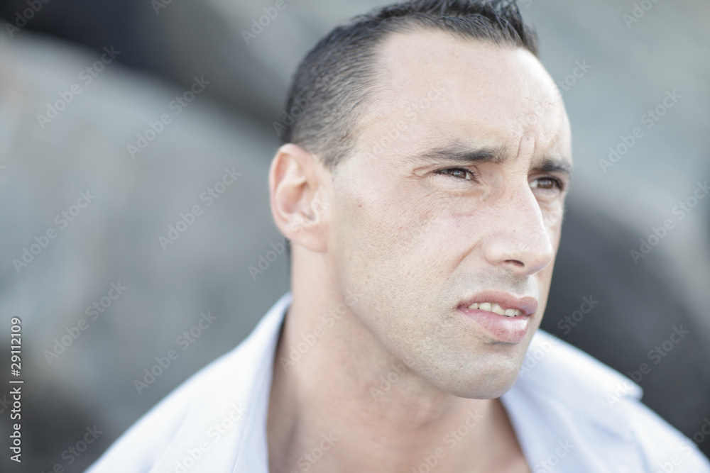 Fototapeta premium Handsome man looking away from the camera