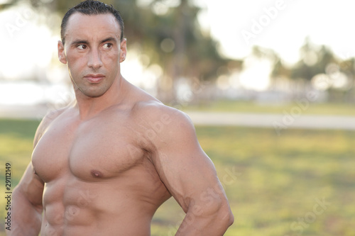 Shirtless bodybuilder