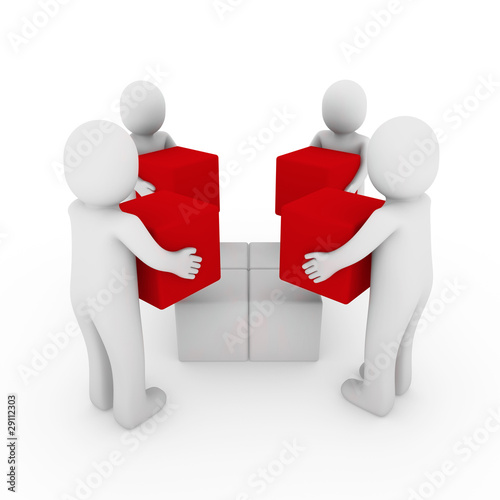 3d peoplecube box team red white