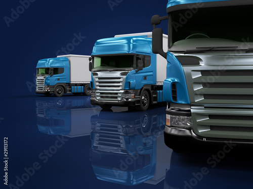 Foto Heavy blue trucks presentation