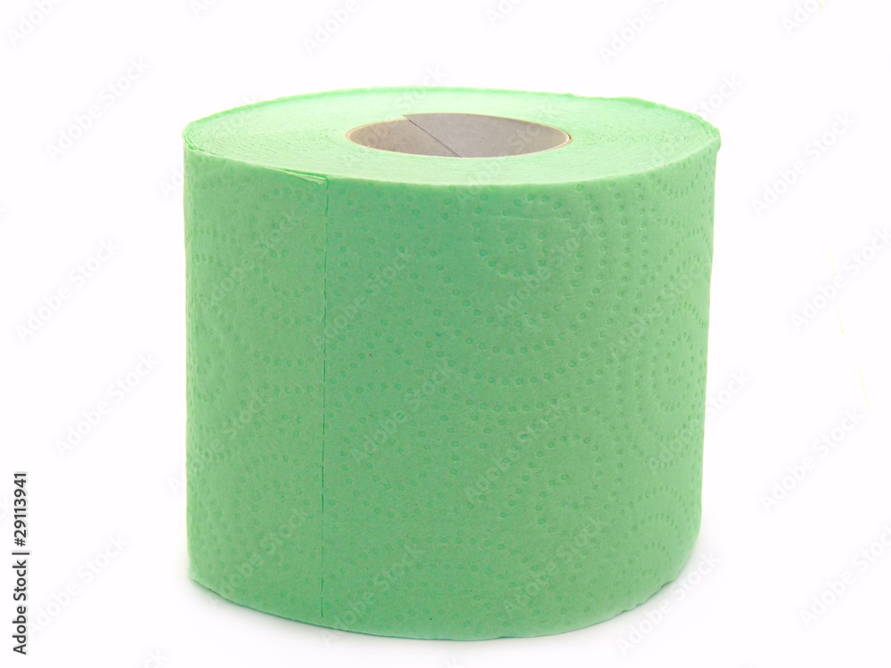 Green toilet paper isolated on white background Green toilet paper isolated on white background