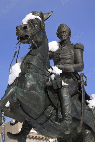 Jackson Statue Close Up Lafayette Park Snow Washington DC